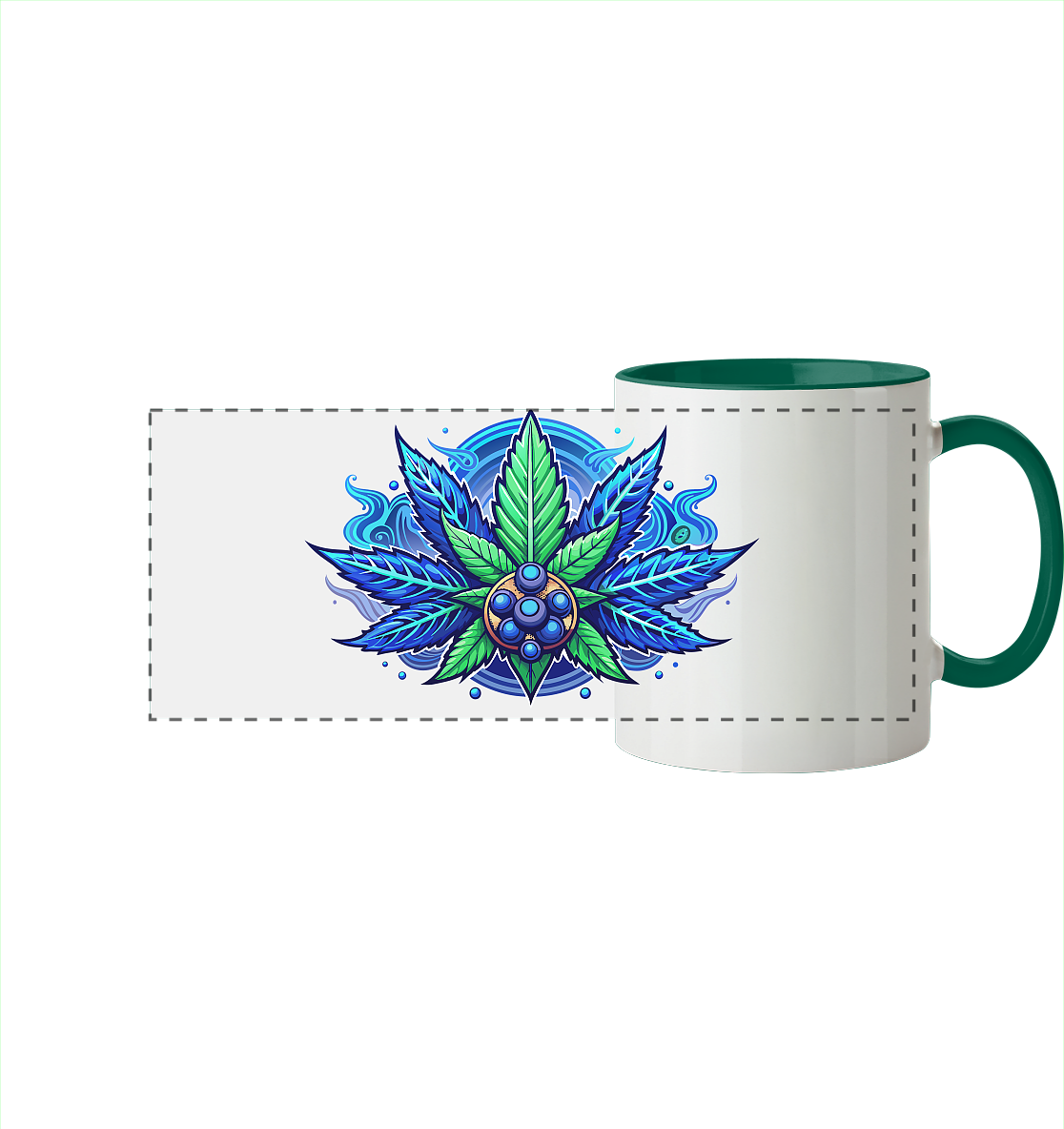 Blue Leaf - Panorama Tasse zweifarbig