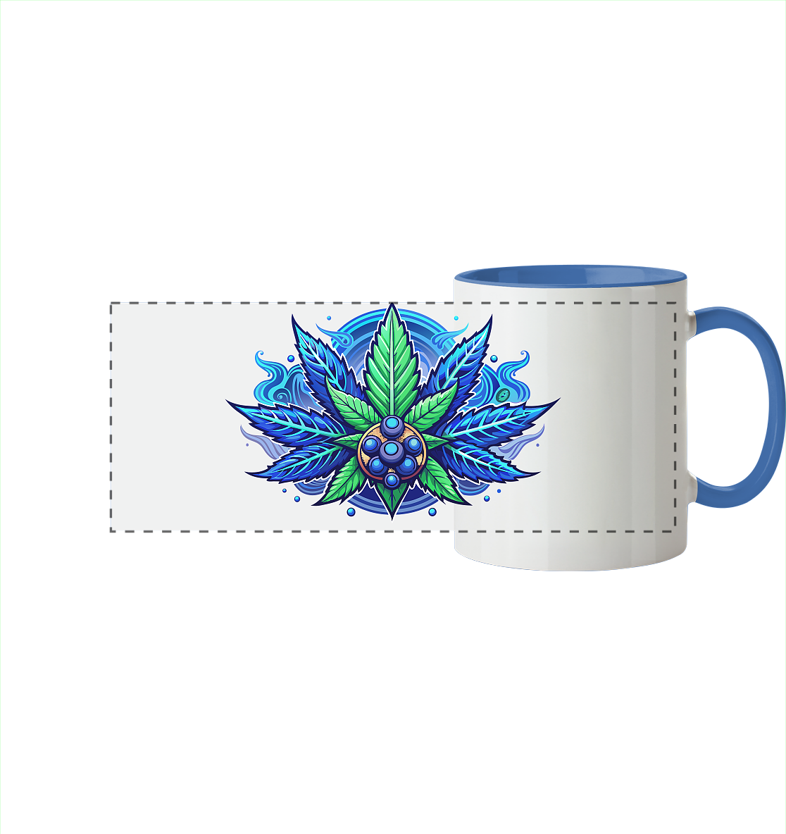 Blue Leaf - Panorama Tasse zweifarbig