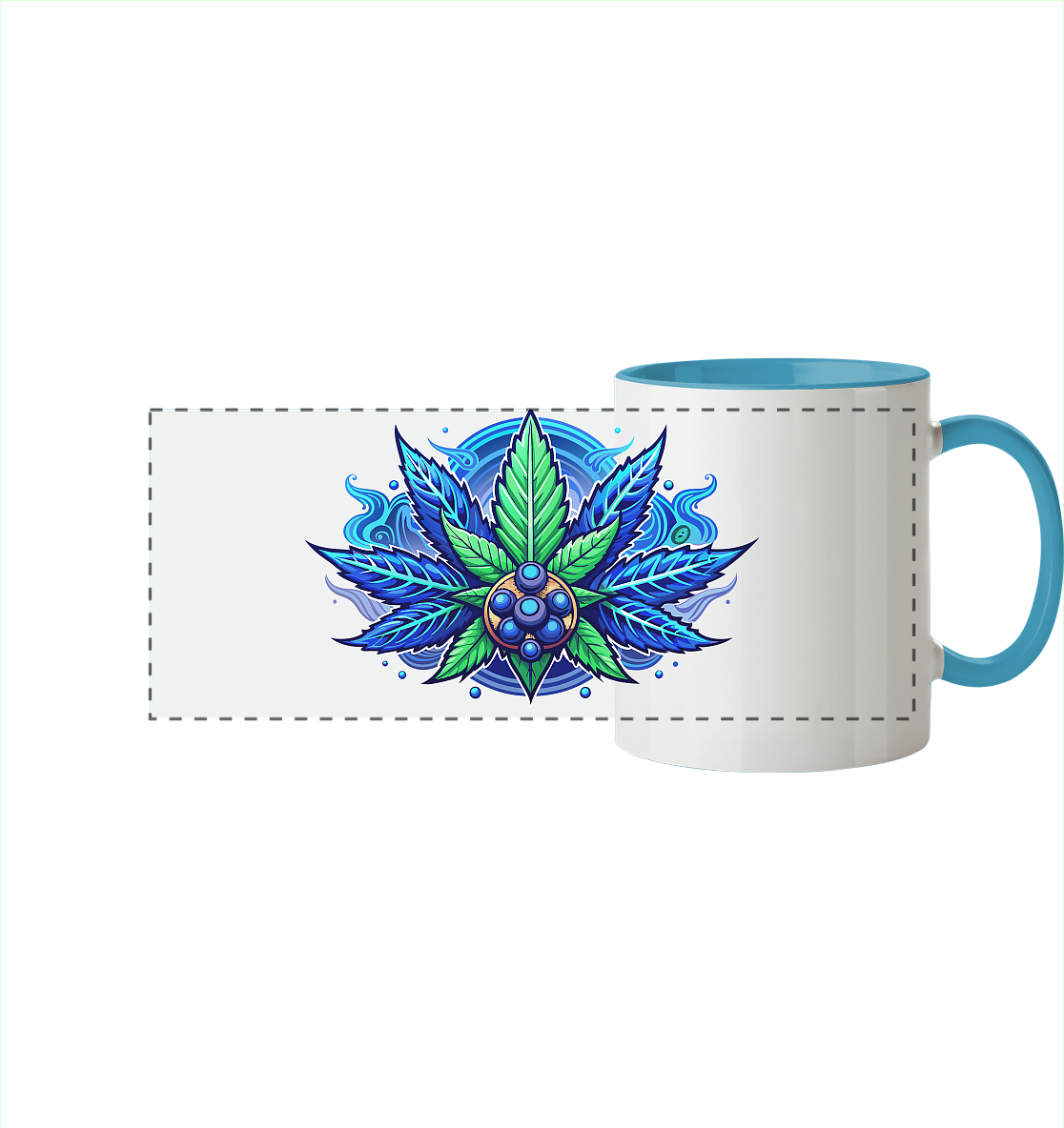 Blue Leaf - Panorama Tasse zweifarbig