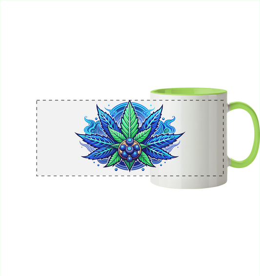 Blue Leaf - Panorama Tasse zweifarbig