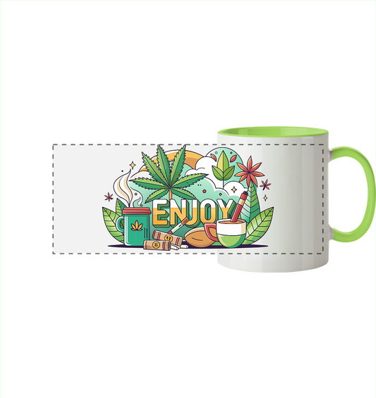 Enjoy - Panorama Tasse zweifarbig