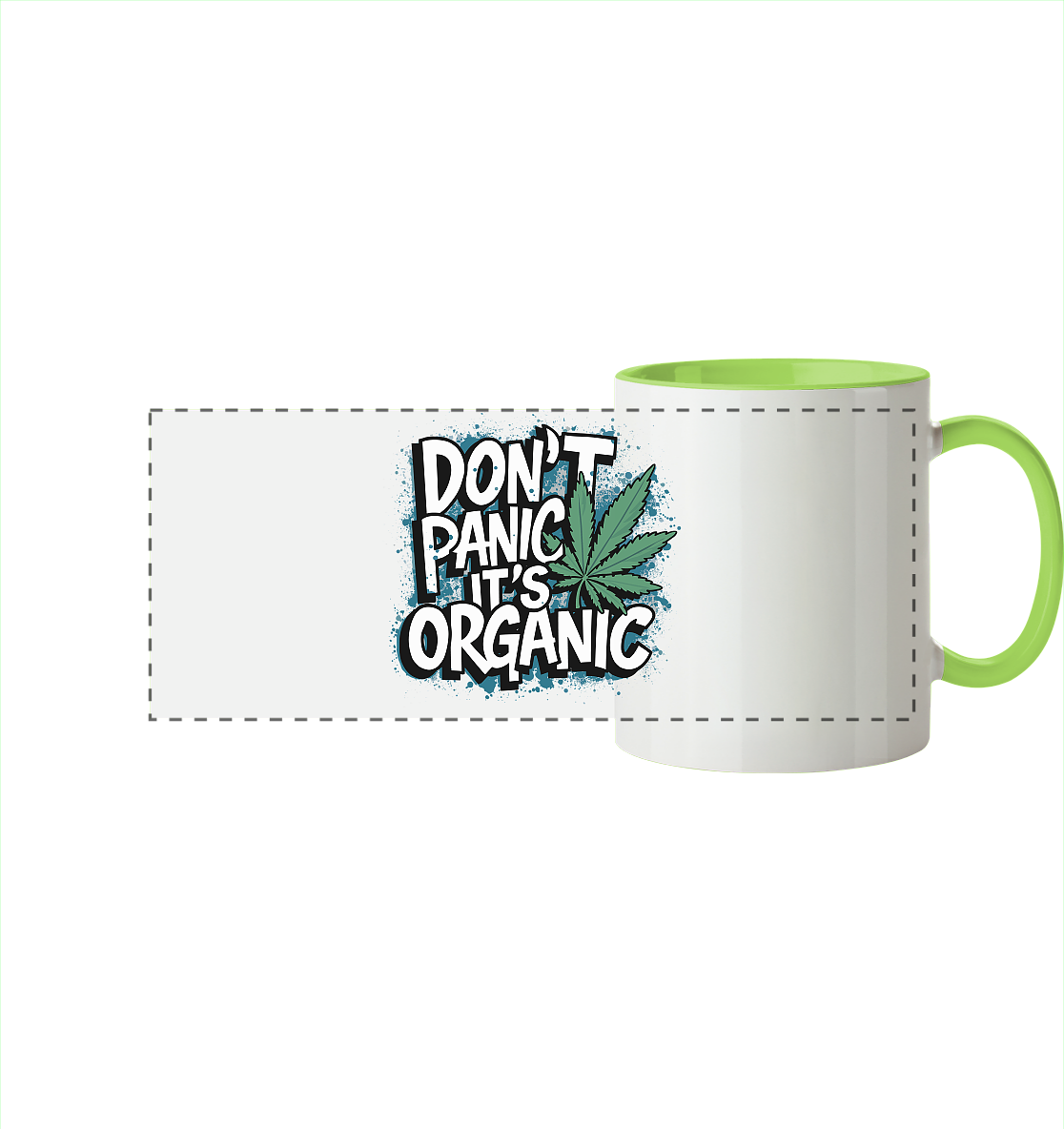 Don't Panic - Panorama Tasse zweifarbig