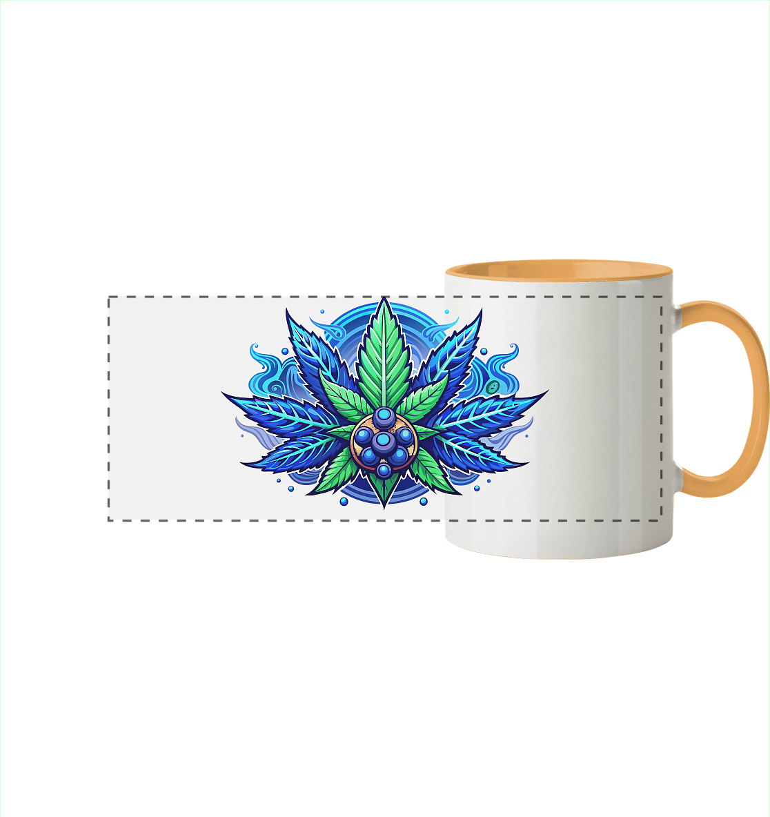 Blue Leaf - Panorama Tasse zweifarbig