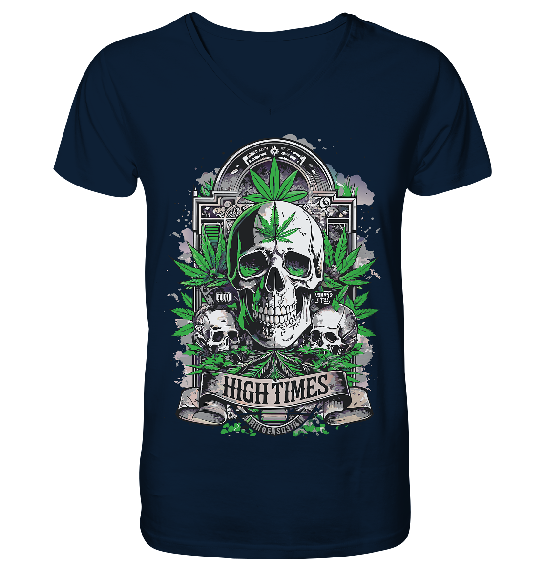 High Times Skull Green - Gentlemen V-Neck Shirt