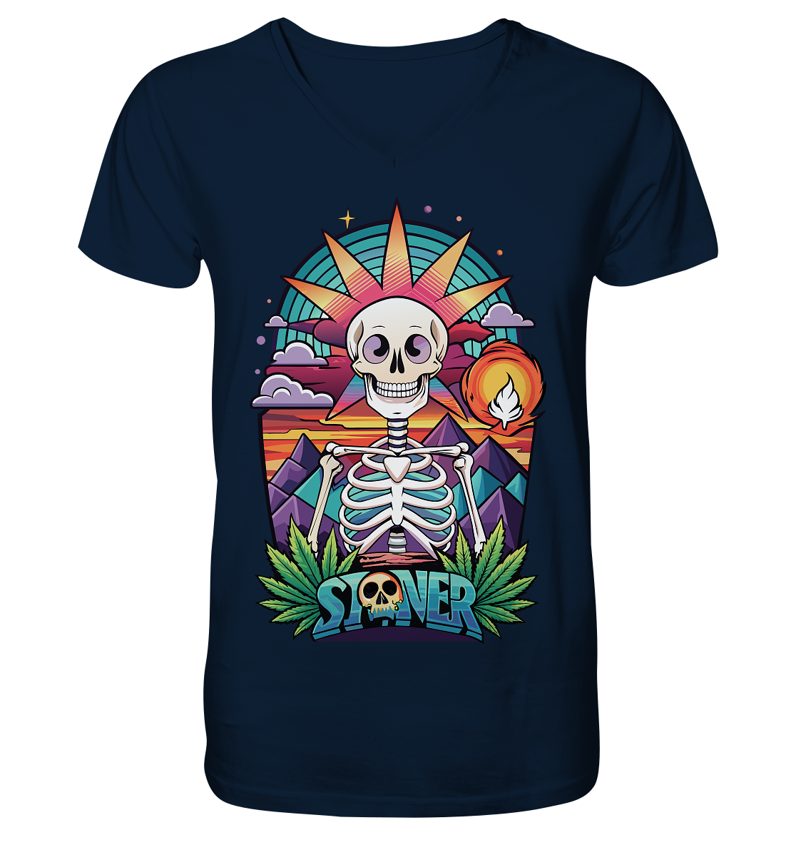 Color Stoner Skeleton - Gentlemen V-Neck Shirt