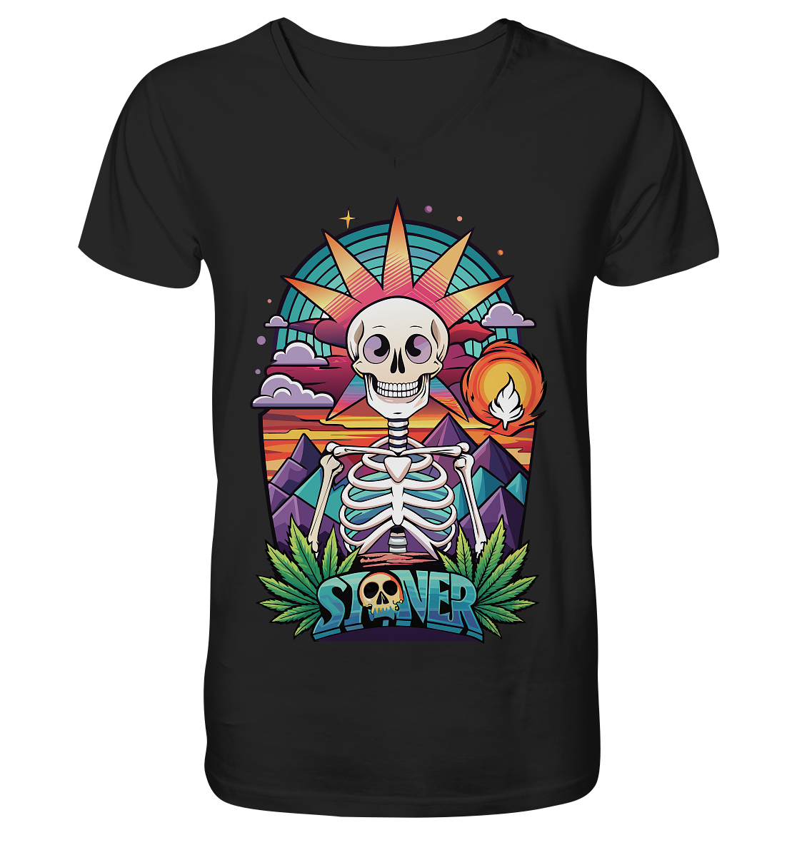 Color Stoner Skeleton - Gentlemen V-Neck Shirt