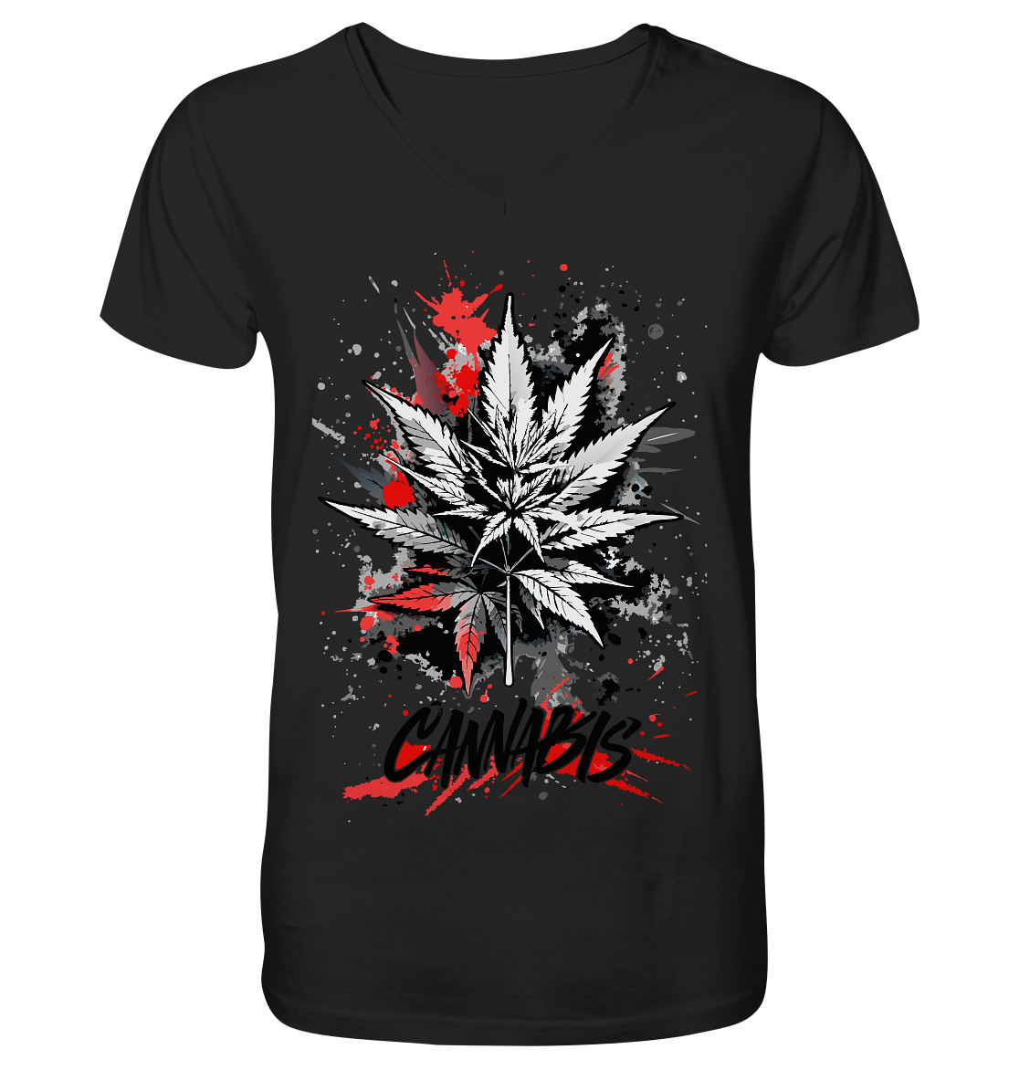 Red Cannabis - Gentlemen V-Neck Shirt