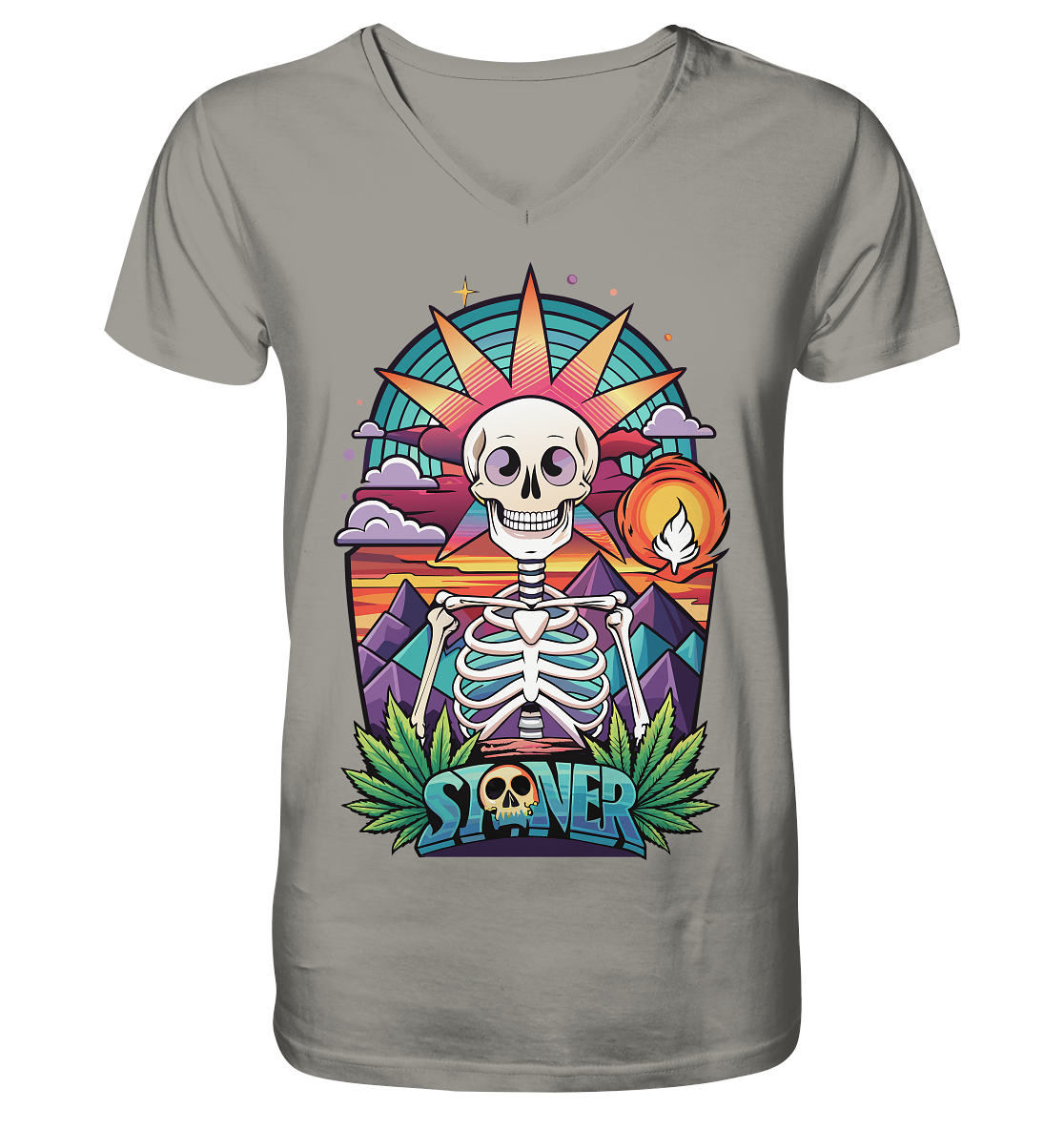 Color Stoner Skeleton - Gentlemen V-Neck Shirt