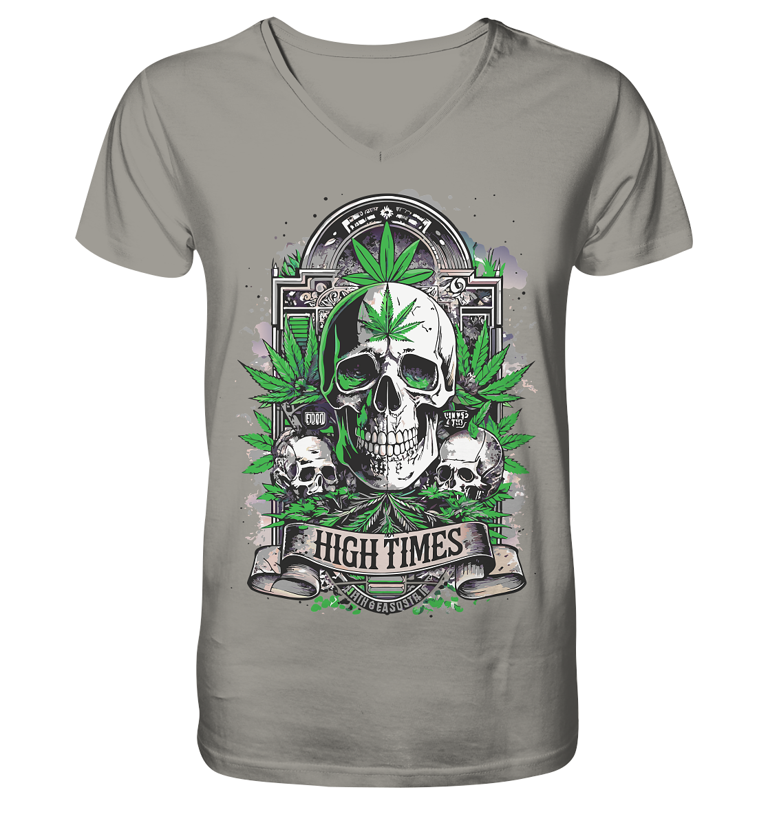 High Times Skull Green - Gentlemen V-Neck Shirt