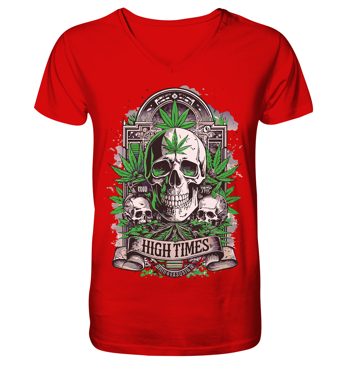 High Times Skull Green - Gentlemen V-Neck Shirt