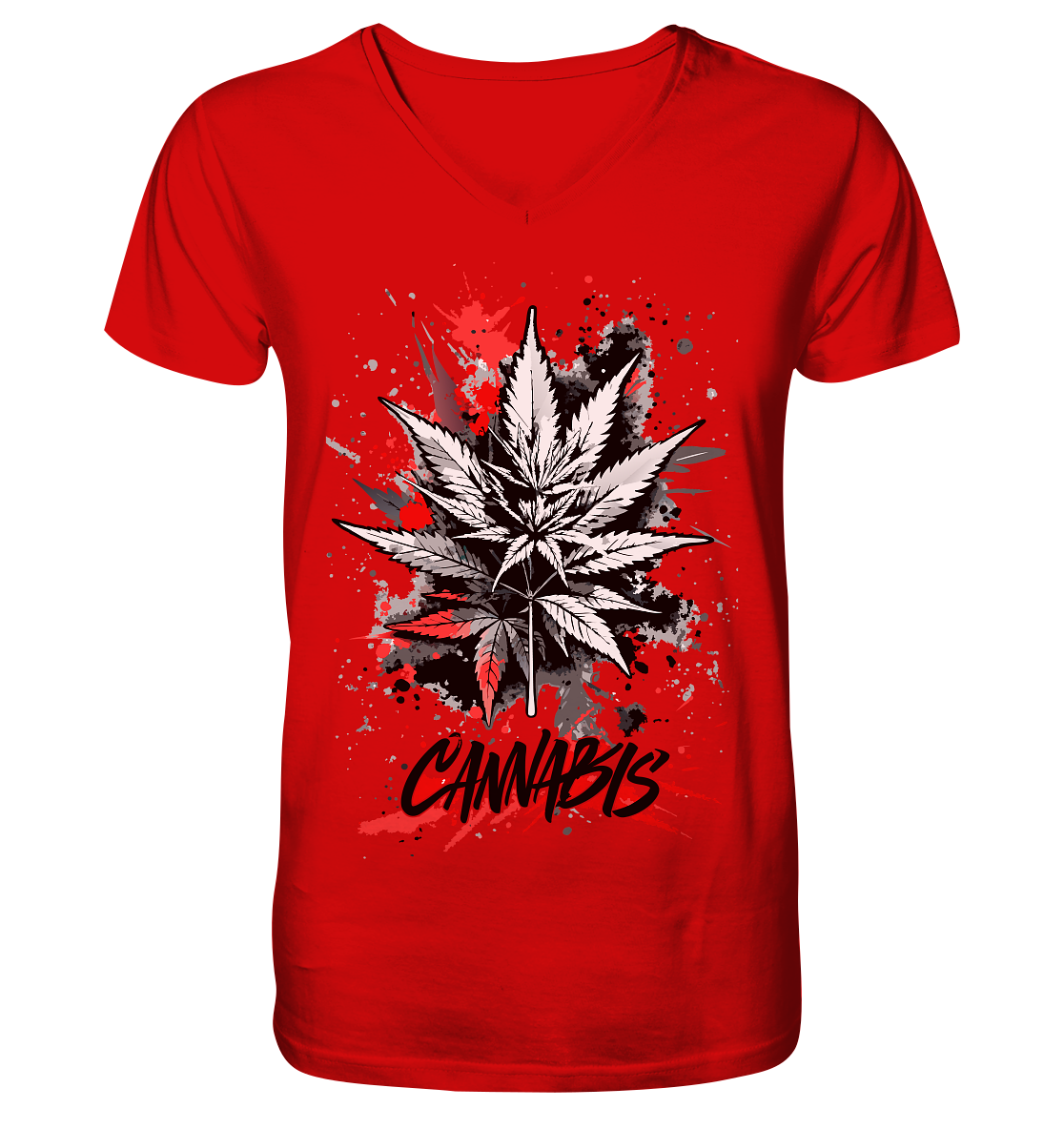 Red Cannabis - Gentlemen V-Neck Shirt