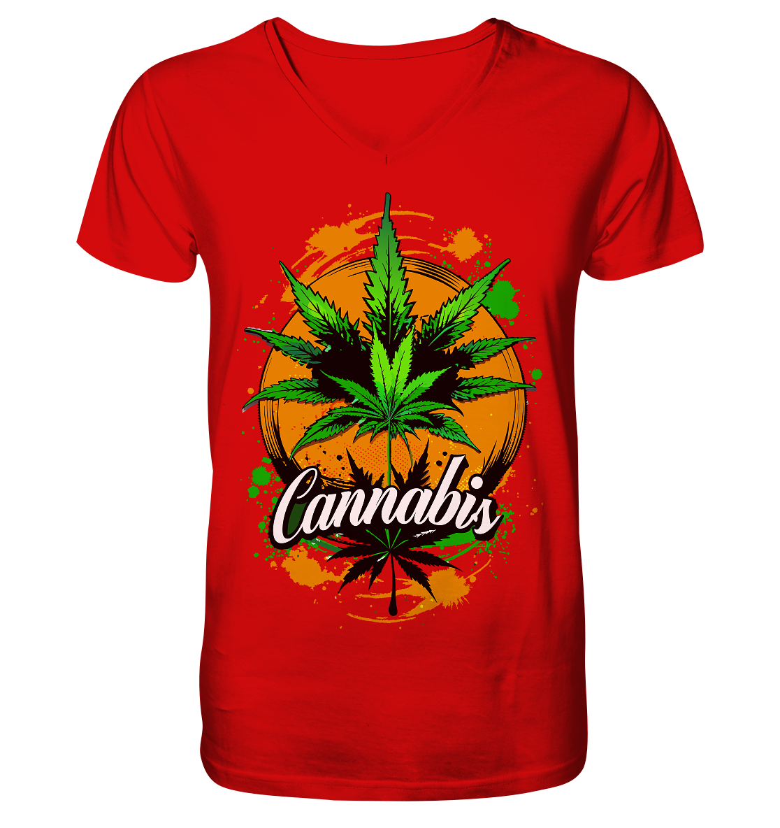 Orange Cannabis - Gentlemen V-Neck Shirt