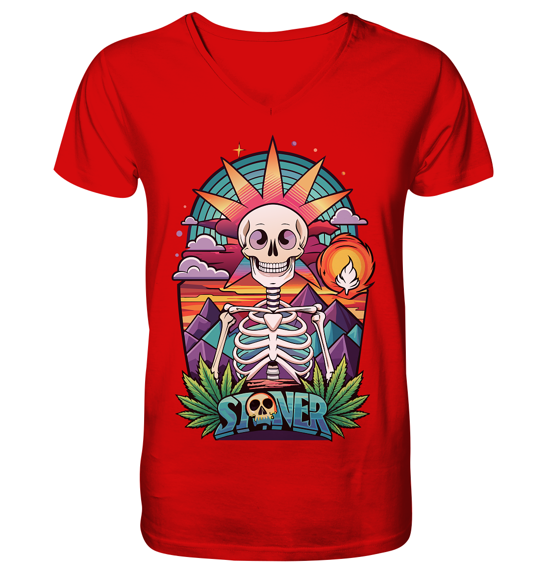 Color Stoner Skeleton - Gentlemen V-Neck Shirt