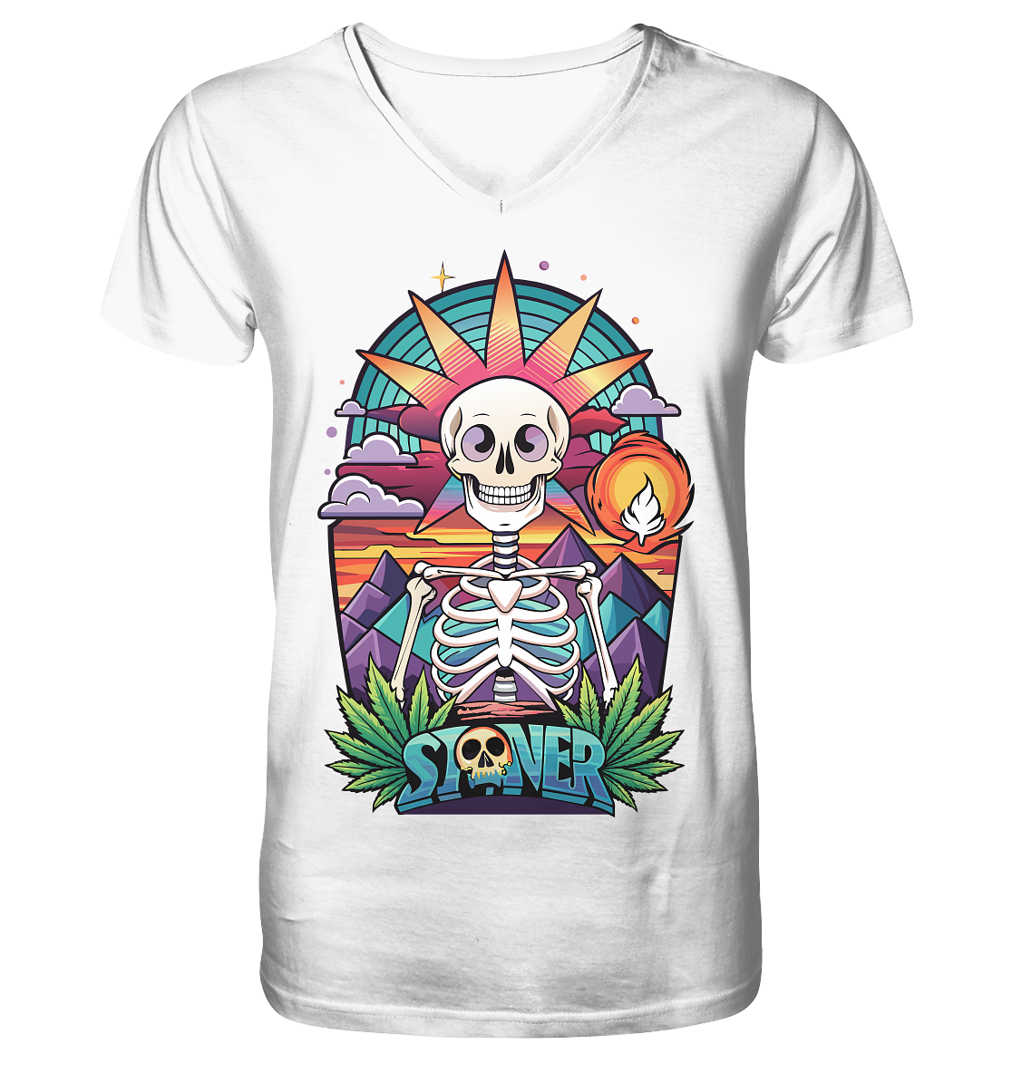 Color Stoner Skeleton - Gentlemen V-Neck Shirt