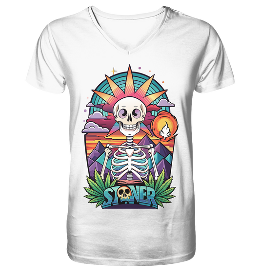 Color Stoner Skeleton - Gentlemen V-Neck Shirt