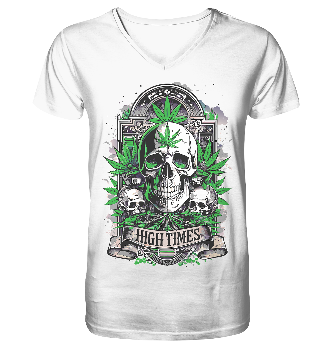 High Times Skull Green - Gentlemen V-Neck Shirt