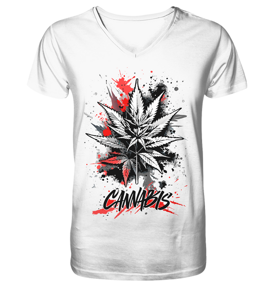 Red Cannabis - Gentlemen V-Neck Shirt