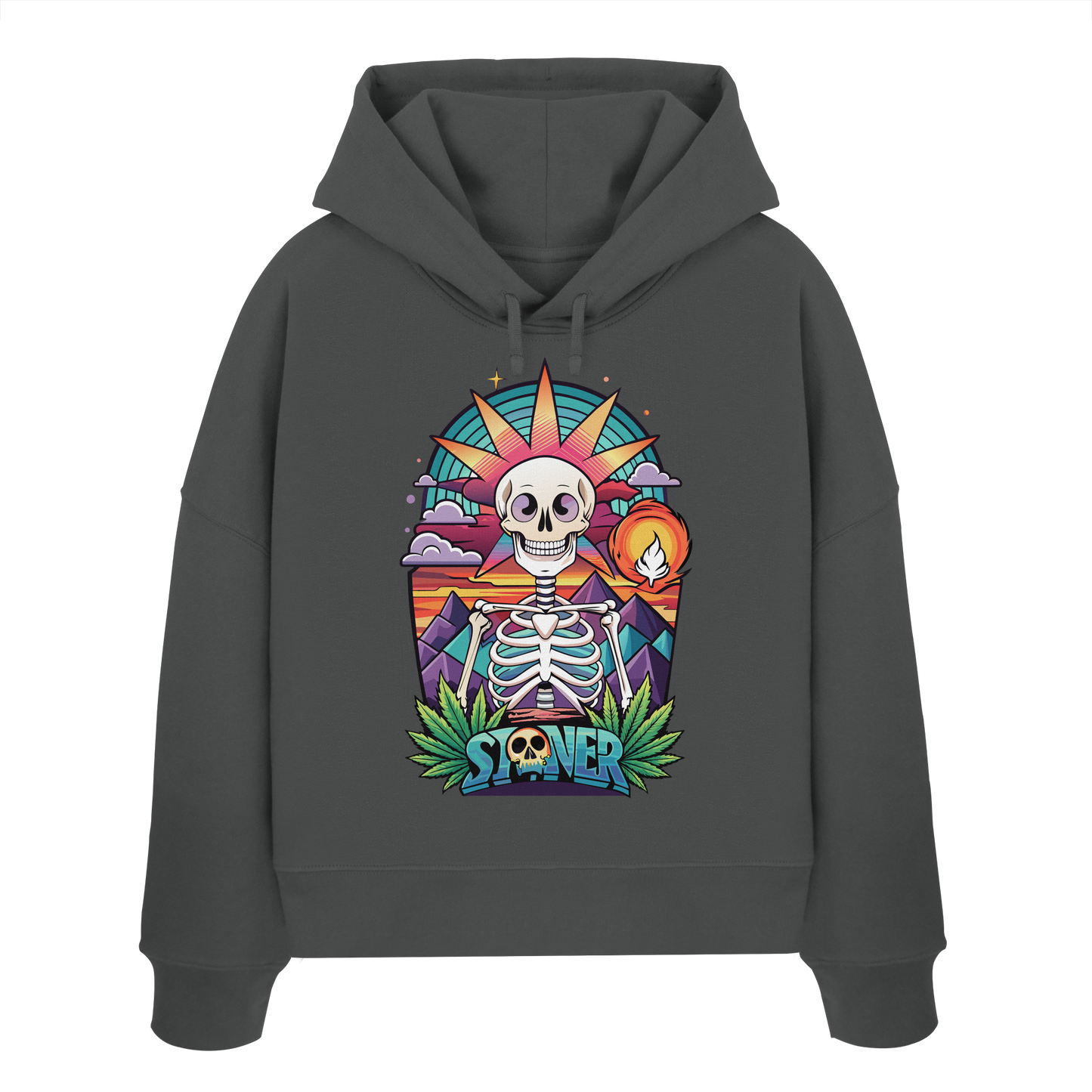 Color Stoner Skeleton - Ladies Boxcut Hoodie