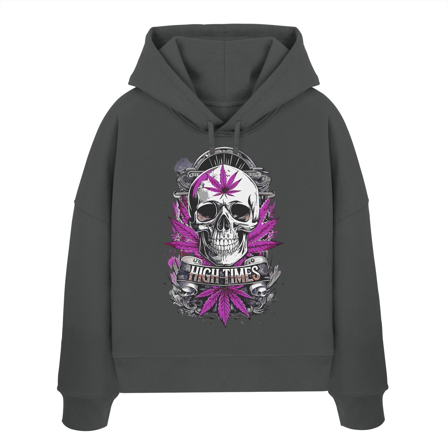 High Times Skull Purple - Ladies Boxcut Hoodie