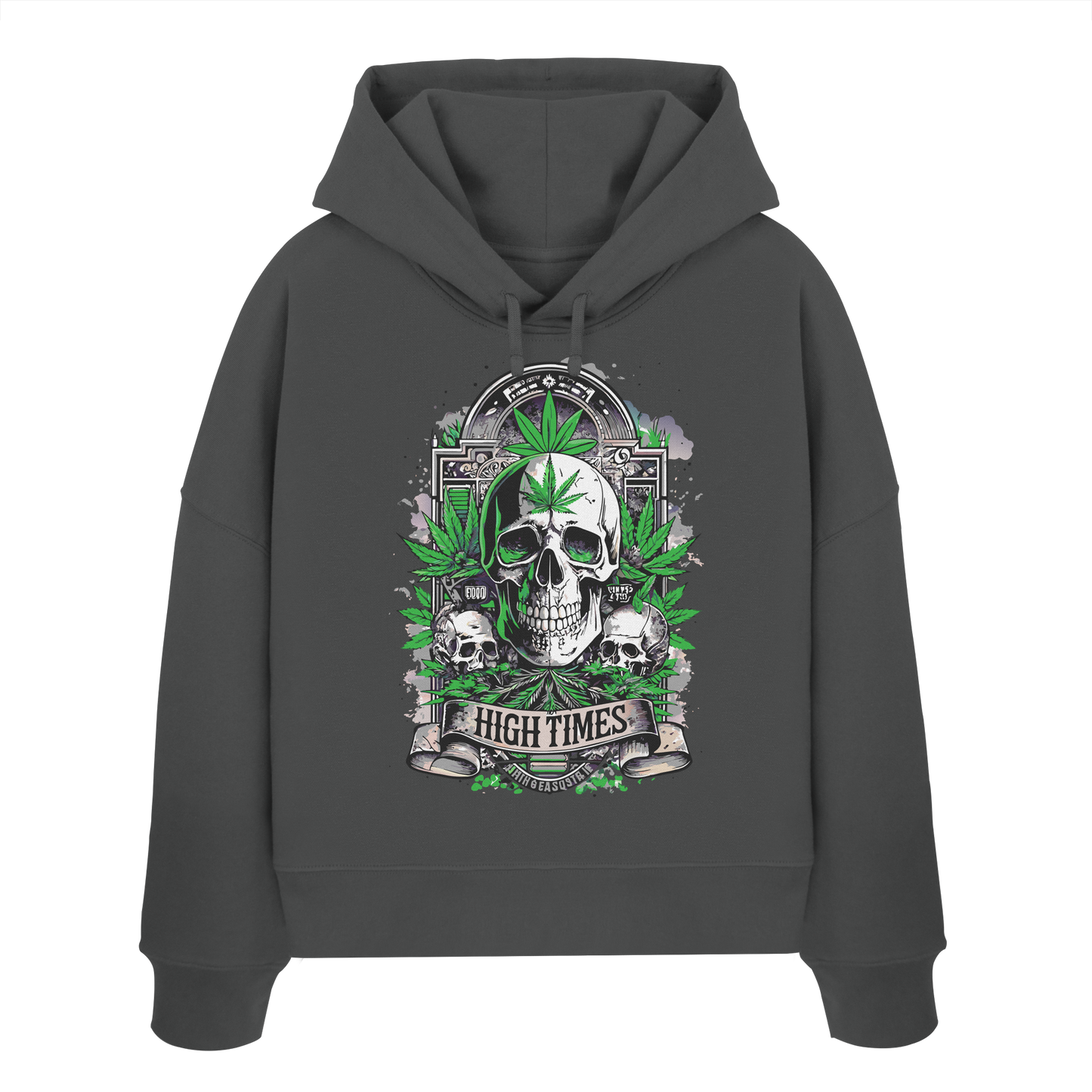 High Times Skull Green - Ladies Boxcut Hoodie