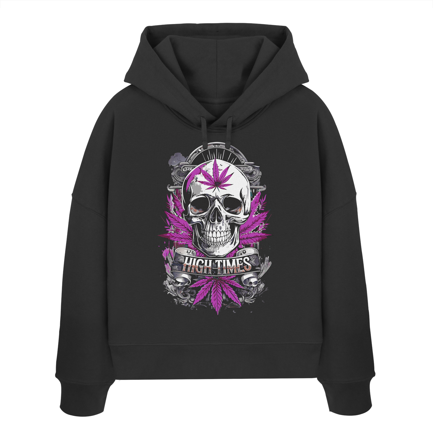 High Times Skull Purple - Ladies Boxcut Hoodie