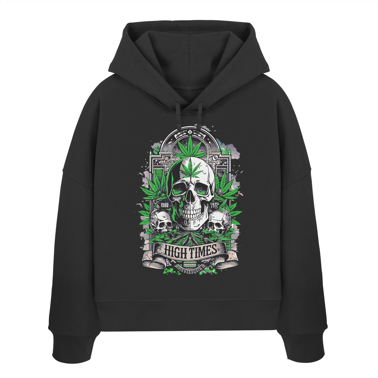 High Times Skull Green - Ladies Boxcut Hoodie