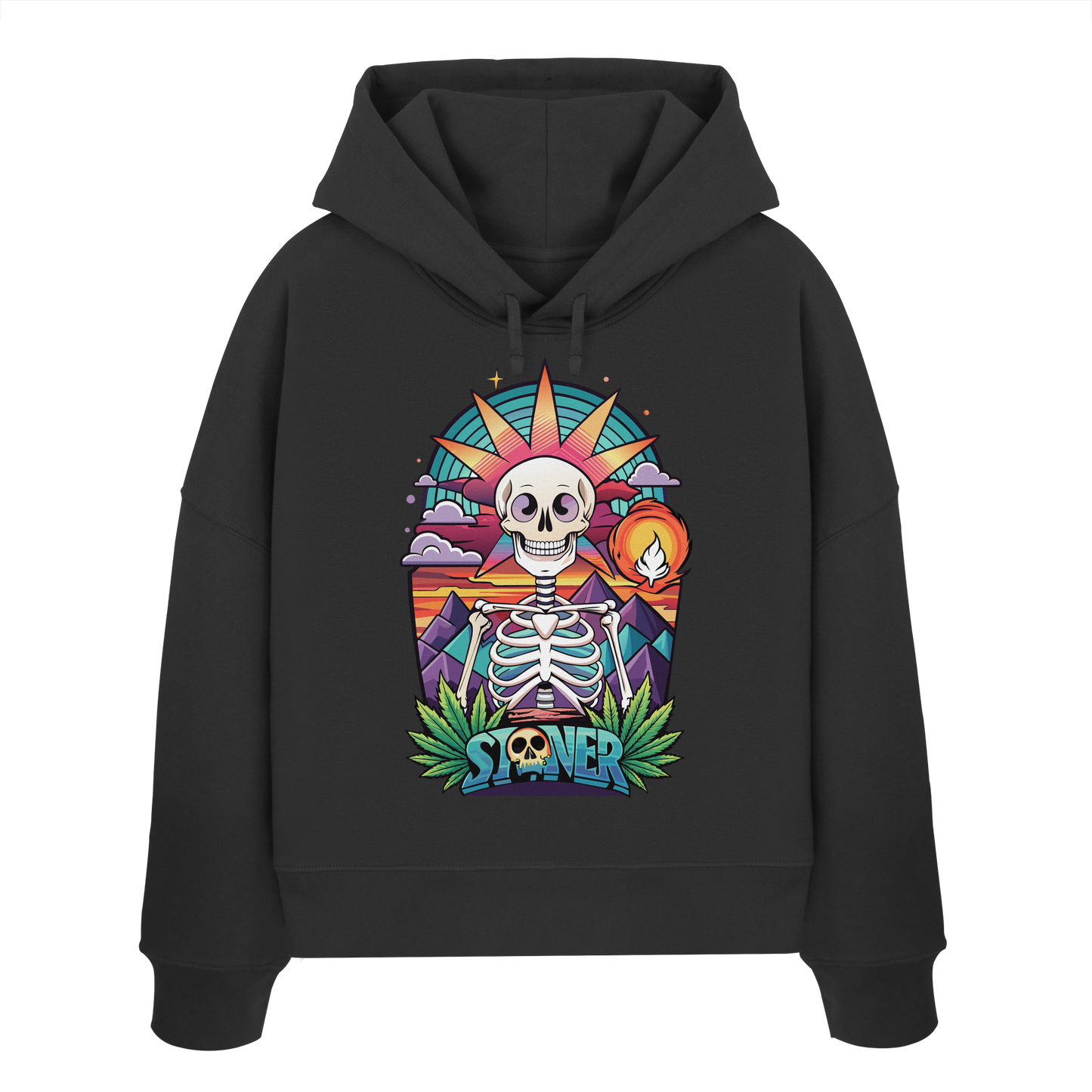 Color Stoner Skeleton - Ladies Boxcut Hoodie