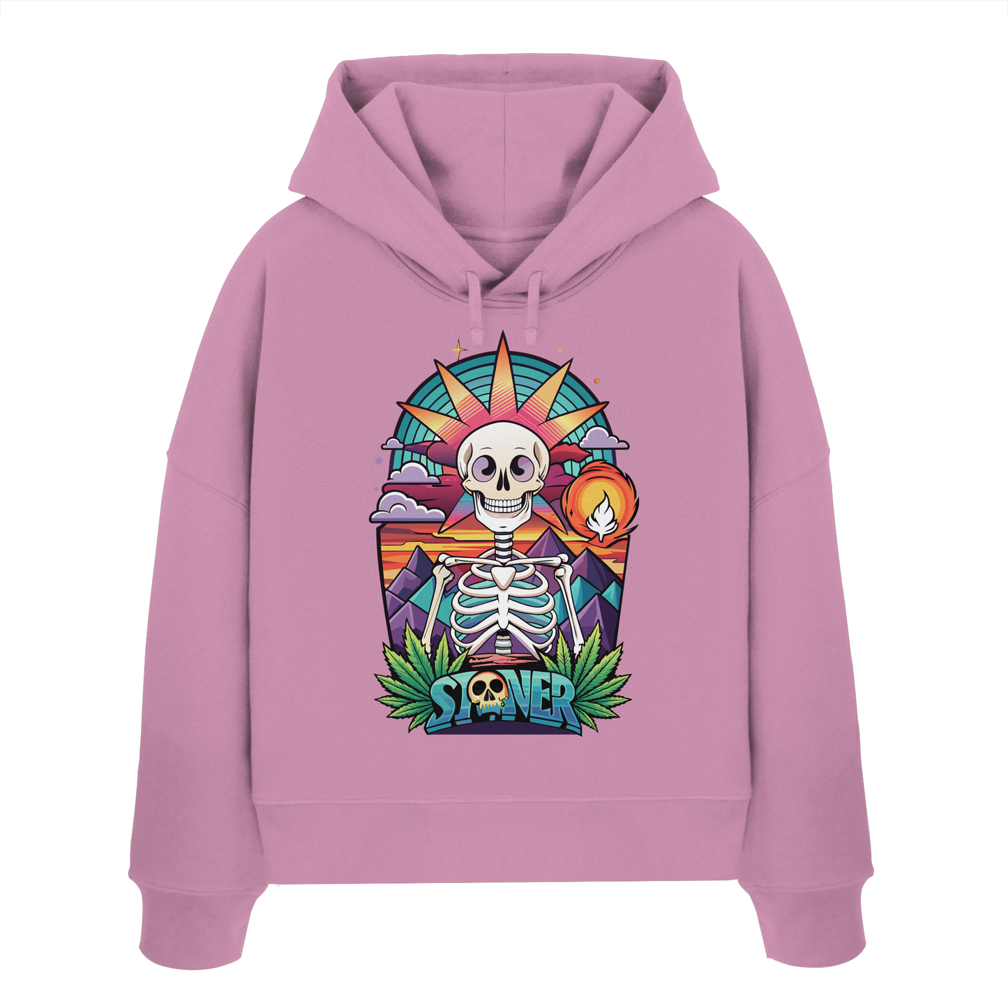 Color Stoner Skeleton - Ladies Boxcut Hoodie