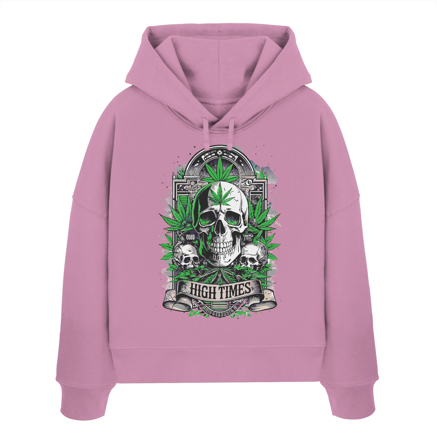 High Times Skull Green - Ladies Boxcut Hoodie