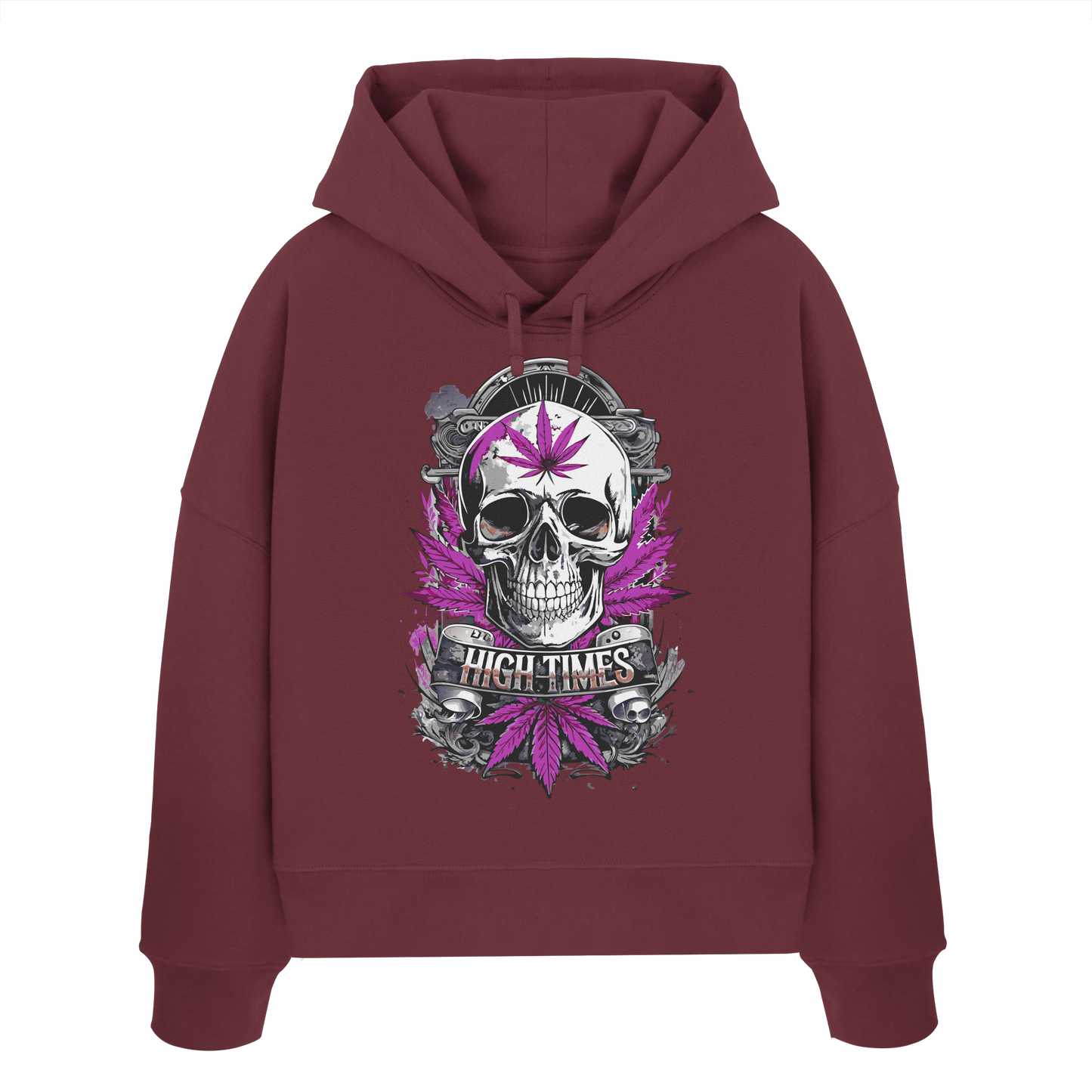 High Times Skull Purple - Ladies Boxcut Hoodie