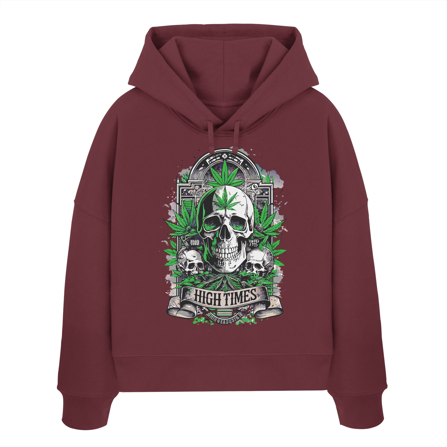 High Times Skull Green - Ladies Boxcut Hoodie