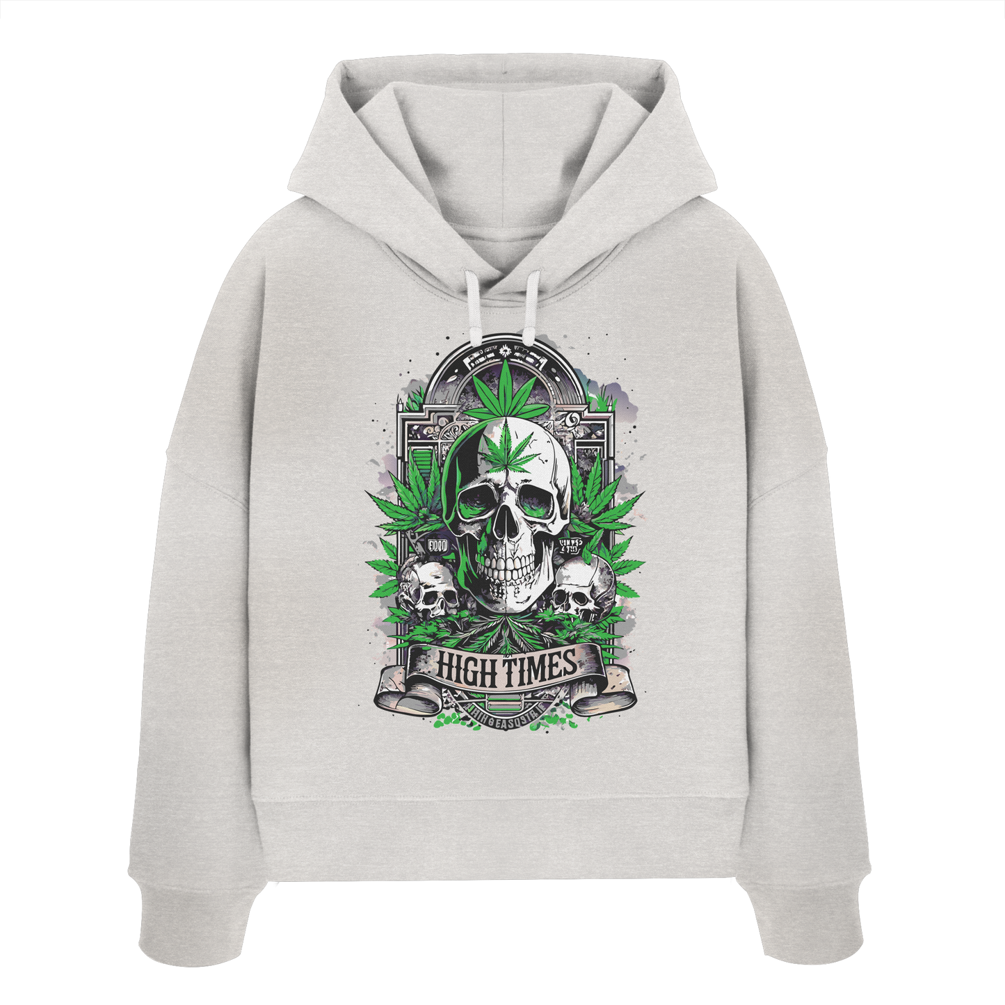 High Times Skull Green - Ladies Boxcut Hoodie