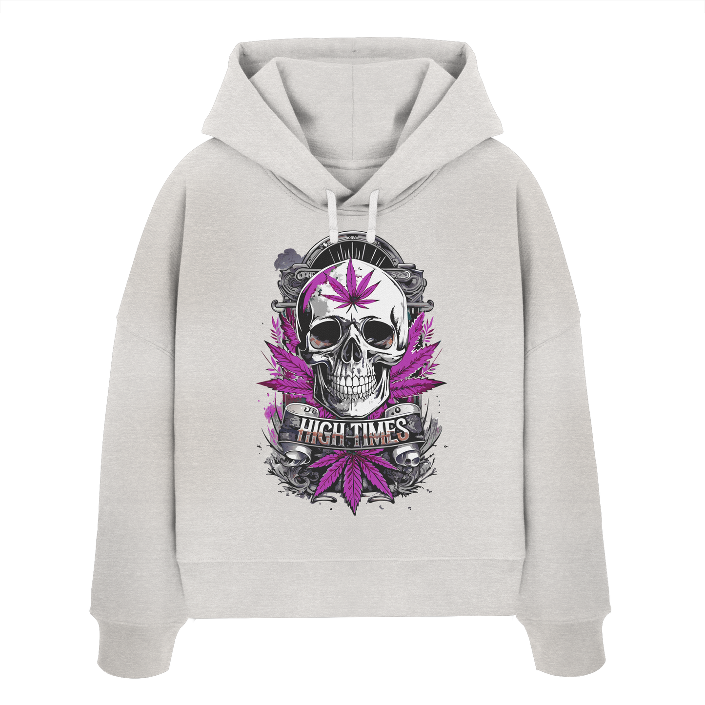 High Times Skull Purple - Ladies Boxcut Hoodie