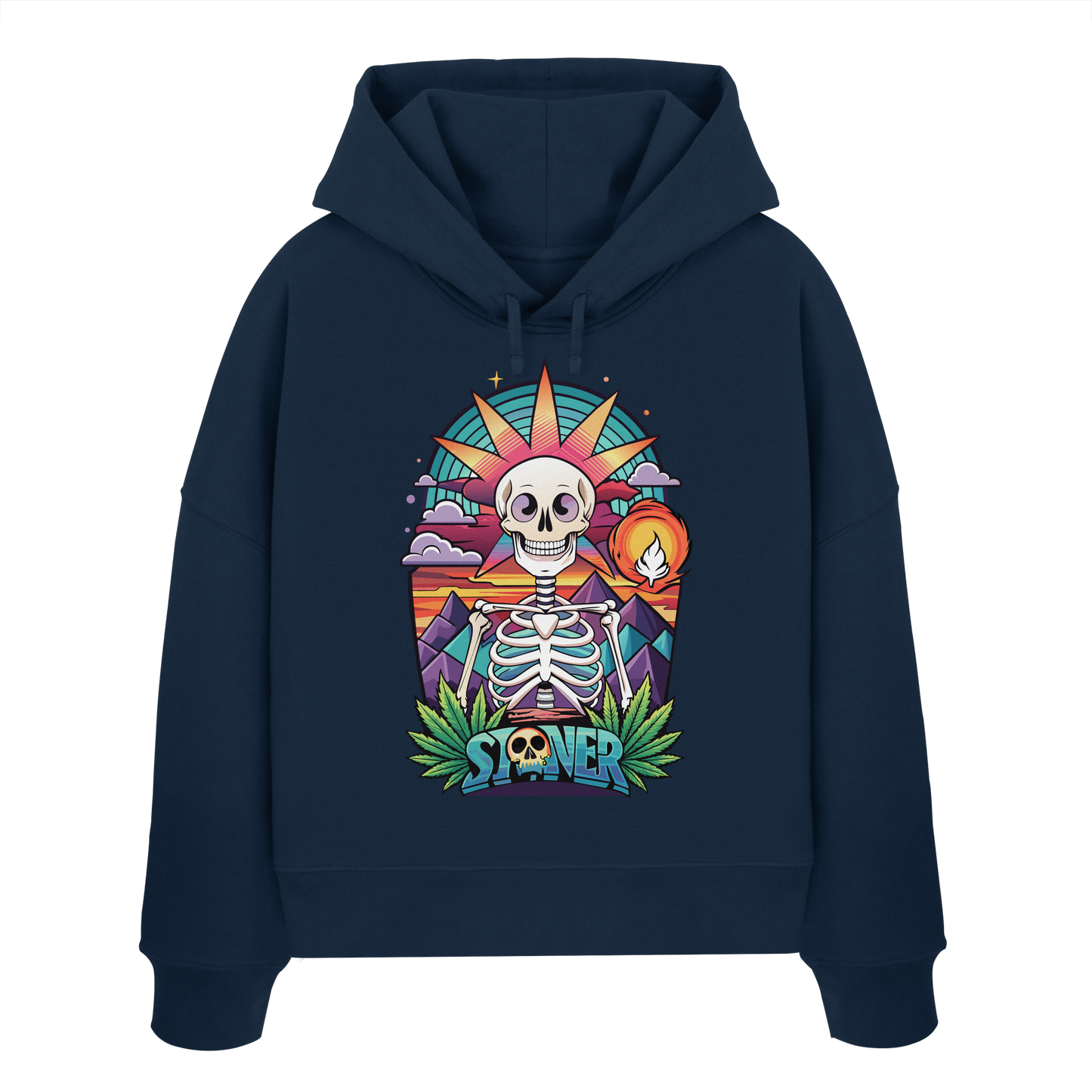 Color Stoner Skeleton - Ladies Boxcut Hoodie