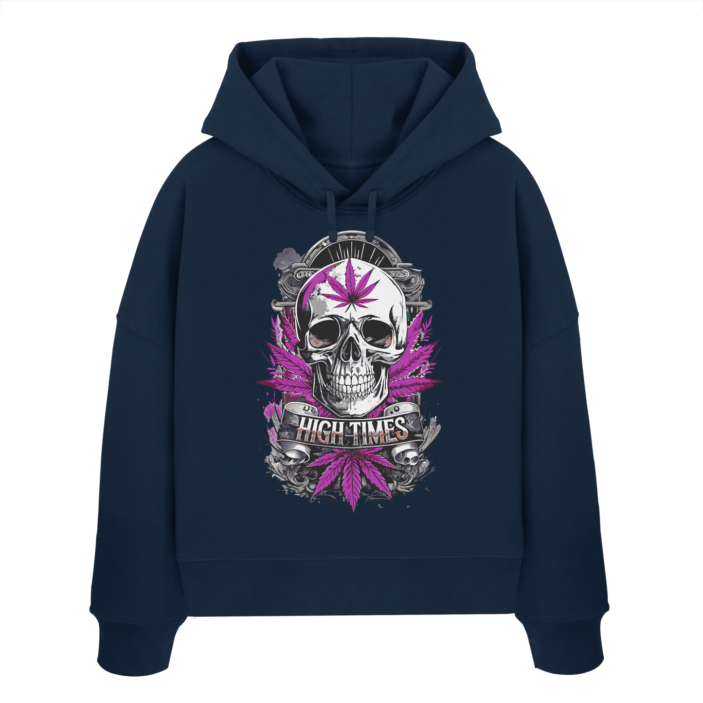 High Times Skull Purple - Ladies Boxcut Hoodie