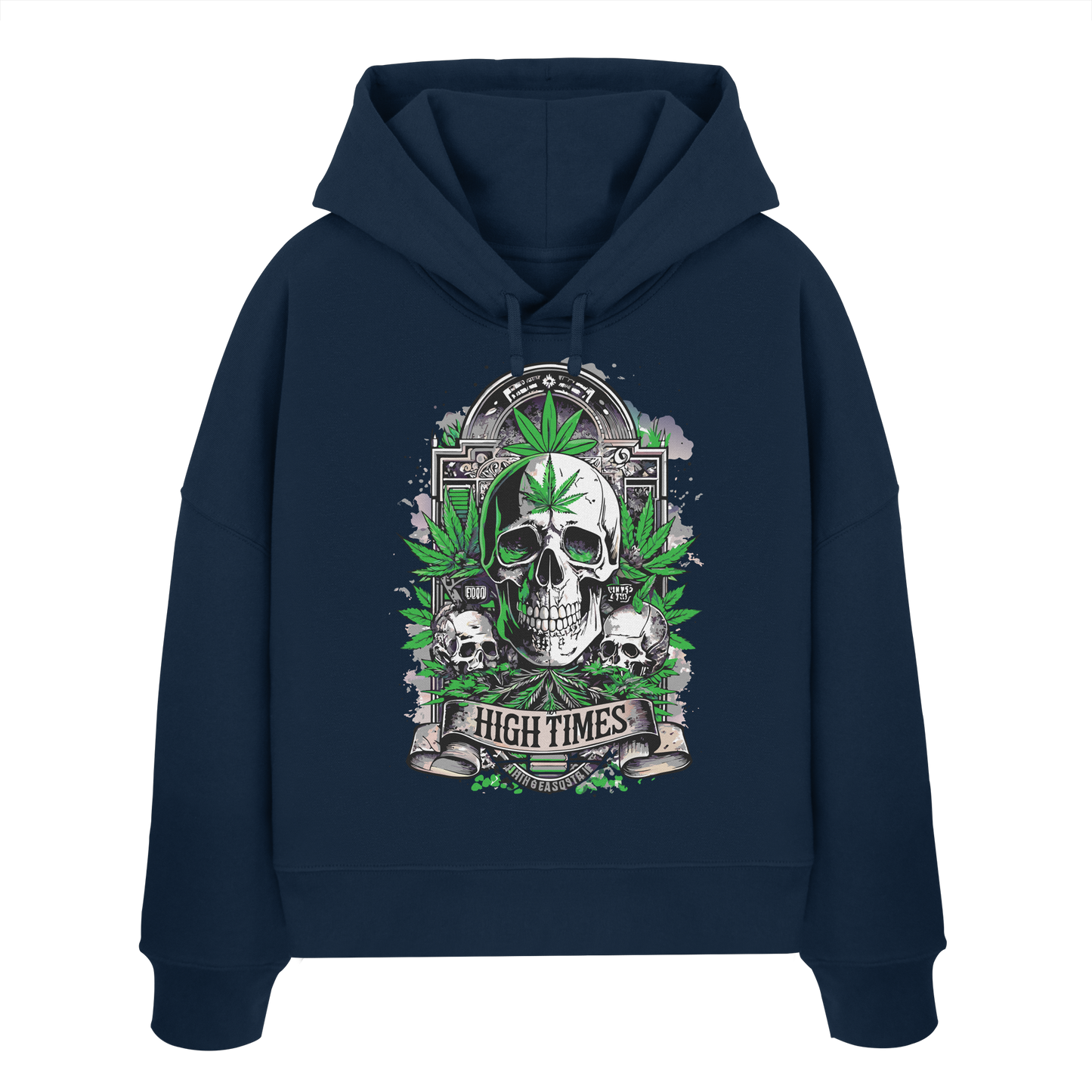 High Times Skull Green - Ladies Boxcut Hoodie