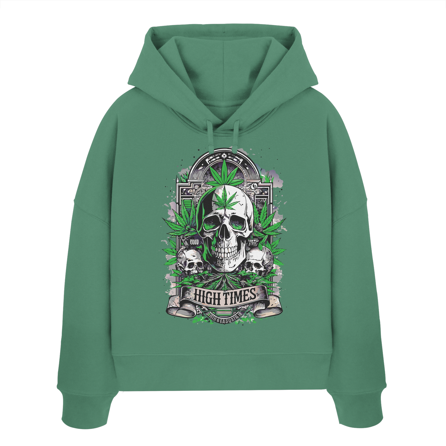 High Times Skull Green - Ladies Boxcut Hoodie