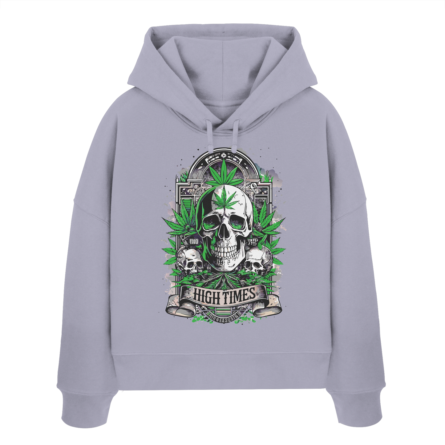 High Times Skull Green - Ladies Boxcut Hoodie