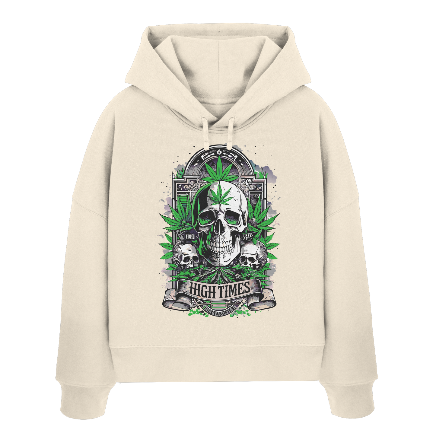 High Times Skull Green - Ladies Boxcut Hoodie