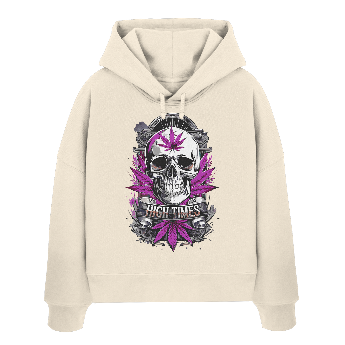 High Times Skull Purple - Ladies Boxcut Hoodie