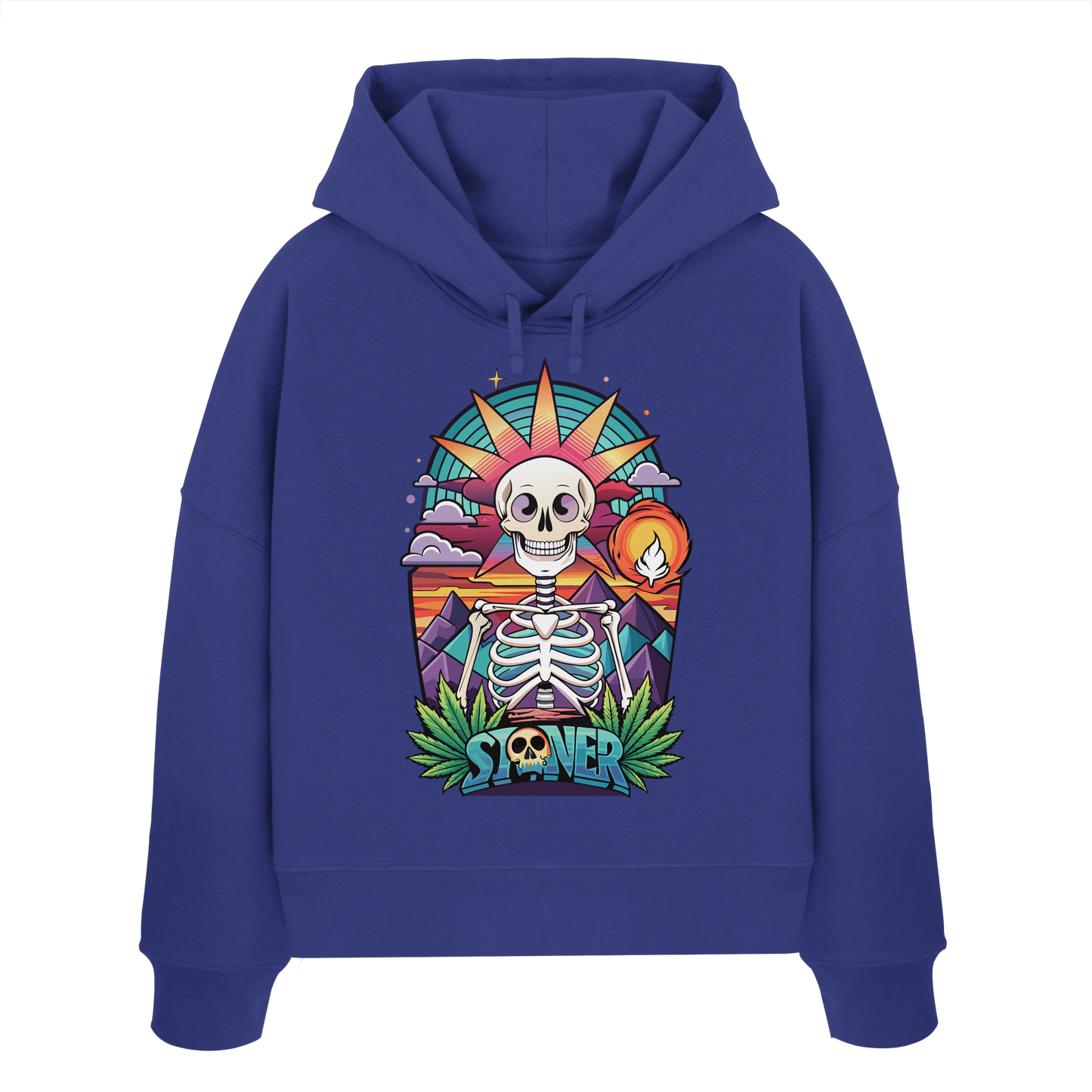 Color Stoner Skeleton - Ladies Boxcut Hoodie